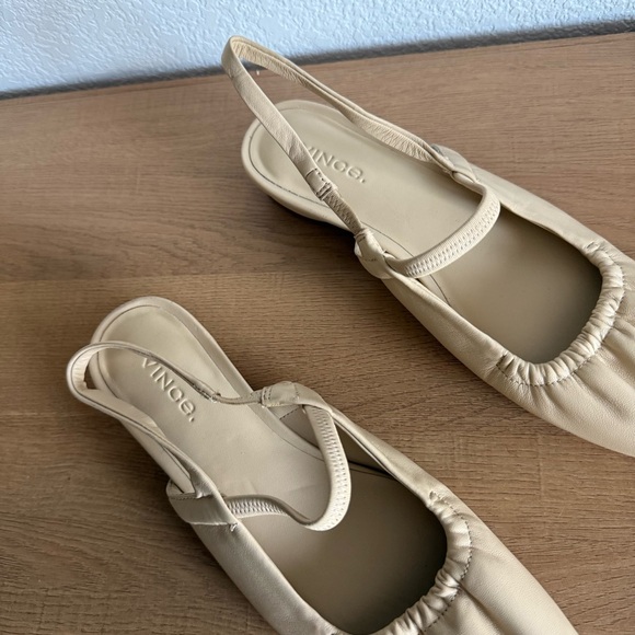 Vince Venice Leather Slingback Flats Shoes 6 in Macadamia - Picture 4 of 7